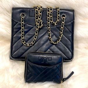 Tory Burch black Leather purse and wallet